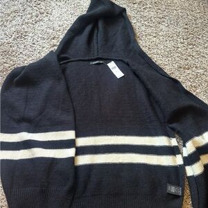 Anthropologie Black and Cream Hooded Shaw